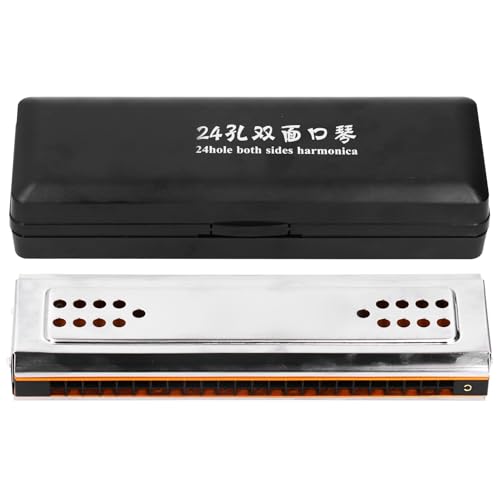 Tremolo Harmonica 24 Holes CG Key Double?Side Musical Instrument with Sturdy resins, Phosphor Bronze Gongs, and Rustproof Stainl