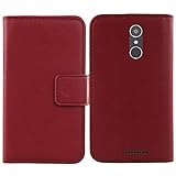 Lankashi Flip Echt Leder Tasche Für Gigaset GS170 5 inch Hülle Lederhülle Handyhülle Handy Tasche Book Brieftasche mit Kartenfächer Schutz Abdeckung Premium Cover Hülle Etui (Dark Rot)