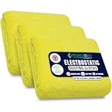 Towelogy® Reusable Electrostatic Microfibre Dusting Cloths Pack Of 3 Lint Free Dust Magnet On Furniture & Floor Damp Duster For Cleaning