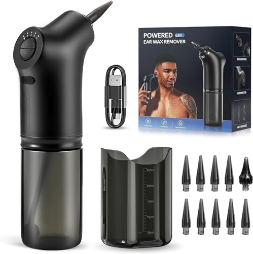 Grixz Eliminador de cerumen eléctrico, juego de 4 modos de presión, 2000 mAh, ducha para adultos y niños, IPX7, resistente al agua, recargable por USB, 10 boquillas