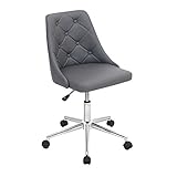 LumiSource Marche Armless Computer Chair in Faux Leather Dimensions: 22.75' W x 24' D x 35' H Seat Dimensions: 16.5' Wx17 Dx17-21 H Gray Faux Leather/Chrome Base