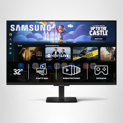 Samsung 32-Inch M5 (M50F) Series FHD Smart Monitor with Streaming TV, Speakers, HDR10, Gaming Hub, Multiple Ports, Workout Tracker, Vision Accessibility Tools, Black, LS32FM502ENXZA