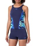 Speedo Hyperboom Splice Schwimm Tankini für Damen, Navy Blau, 36