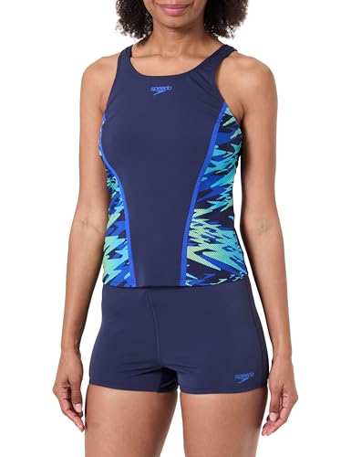 Speedo Hyperboom Splice Schwimm Tankini für Damen, Navy Blau, 34