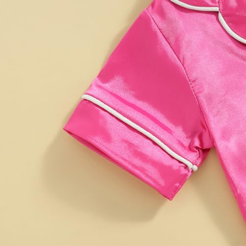 Infant Baby Girl Boy Silk Jumpsuit Pajamas Short Sleeve Button-Up Satin Pjs Footie One-Piece Romper Pajama Nightgown4