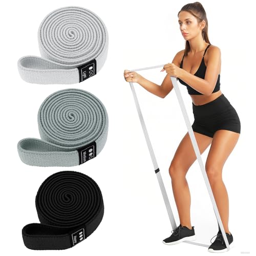 Bandes de résistance en tissu gris (lot de 3) pour fitness à la maison