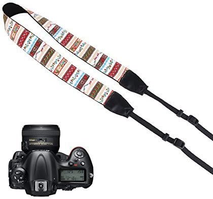 Pleter Flower Floral Striped Cotton Canvas Fabric Neck Shoulder Strap Camera Strap for DSLR, SLR, and Digital Camera, for Nikon, Canon, Samsung ETC 0189