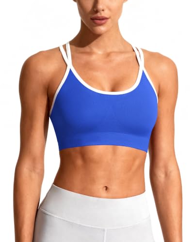 Image of WOYYHO Cross Back Sports Bra for Women Padded Medium Support Workout Bra