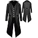 Mens Gothic Medieval Tailcoat Jacket, Steampunk Vintage Victorian Frock High Collar Coat (M, Black)