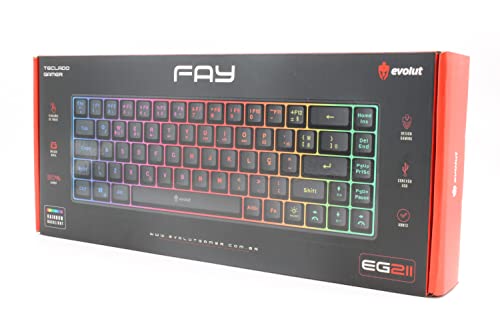 Teclado Gamer Slim 60% Evolut Fay Eg211 Qwerty Porutguês Brasil Backlight Luz Rainbow Rgb - EVOLUT