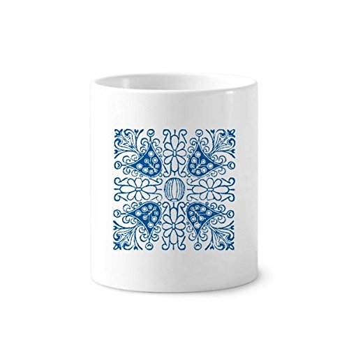 Céramique porte-brosse à dents fleur bleue pour éliminer le désordre sur le lavabo de bain