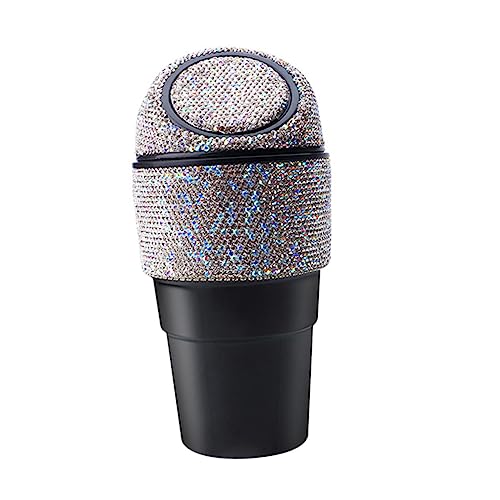 Poubelle de voiture à strass Alipis chic en ABS durable avec couvercle étanche