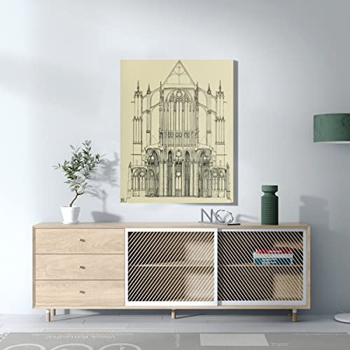Tableau architecture Notre-Dame de Paris dessin plan toile 60x76 - 3