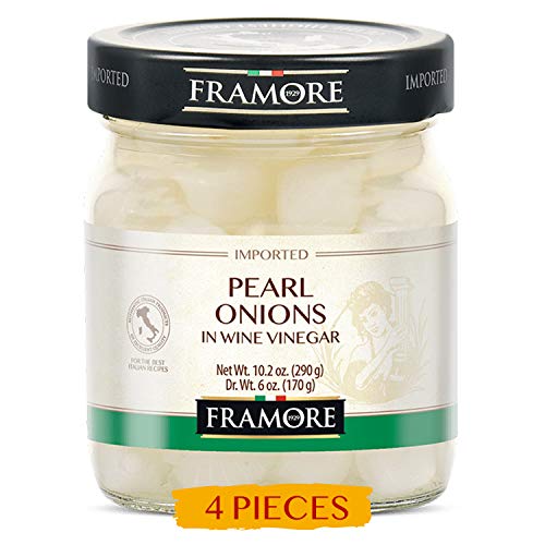 FRAMORE, Pearl Onions in wine vinegar in Jar ten ounce pack of four Imported from Italy