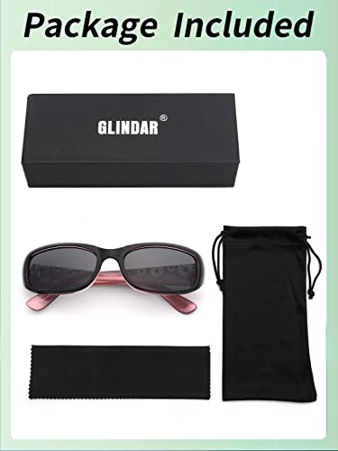 Glindar Polarized Sunglasses For Women, Rectangular Sun Glasses For Driving Fishing Shopping, Uv400 Black Pink #TOP6