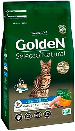 Ração Golden Para Gato Adulto Castrado Seleção Natural Abóbora 3k...