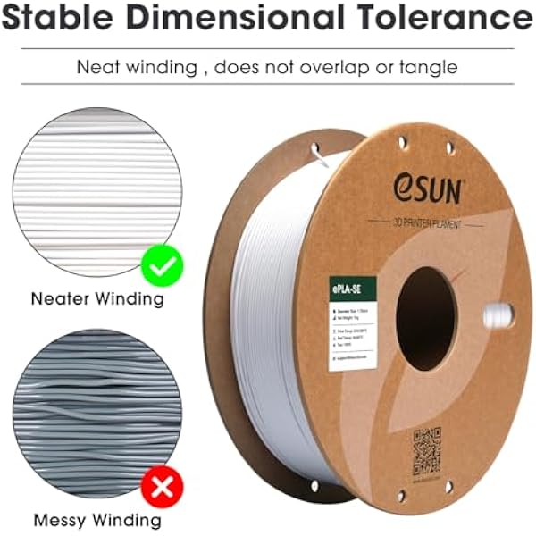 eSUN PLA Filament 1.75 mm, PLA Basic Filament для высокоскоростных 3D принтеров Точность размеров +/- 0.03 mm, катушка 1 kg (2.2 LBS) Сверхбыстрый PLA филамент для высокоскоростных принтеров, холодный белый
