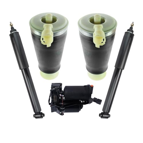 TRQ Rear Air Suspension Kit Air Ride Suspension Compressor Air Spring Shock Absorber Compatible with 2003-2011 Ford Crown Victoria Lincoln Town Car Mercury Grand Marquis