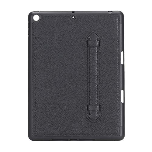 Solo Pelle Hülle geeignet für Apple iPad 10.2 (7 + 8 Generation) Echtleder Case aus echtem Leder. Unterstützt Pencil inkl. Ledergriff (Matt Schwarz)