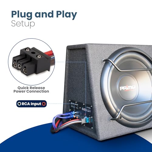Caliber Subwoofer Aktiv Set für Auto - 12 Zoll Bassbox mit Verstärker 600W Spitzenleistung, 200W RMS - Active Autolautsprecher Set inkl. Endstufe für Autoradio - Kraftvoller Bass für Car - Schwarz