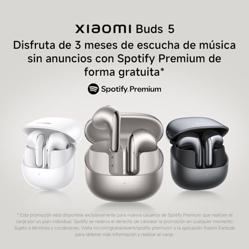 XIAOMI Buds 5 – Auriculares inalámbricos, cancelación Activa de Ruido, Harman Audio EFX, Hi-Res, diseño ergonómico, hasta 30 Horas de batería, Blanco (Versión ES) - imagen 3