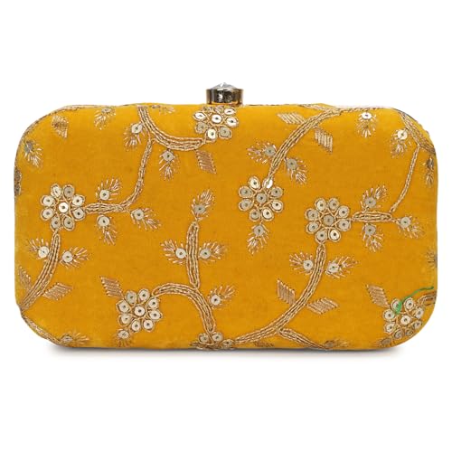 Image of LONGING TO BUY Hand Crafted Designer Box Clutch - Zari Embroidery For Women