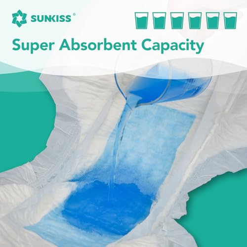 SUNKISS TrustPlus Adult Diapers with Maximum Absorbency, Disposable Incontinence Briefs with Tabs for Men and Women, Odor Control, XLarge, 15 Count