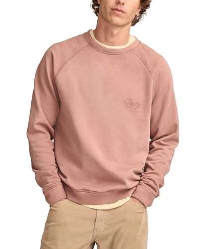Lucky Brand Men's Fleece Logo Raglan Crew, Cognac, XXL