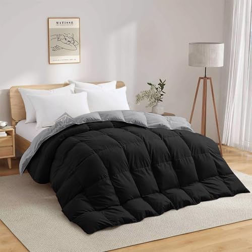 Image of Reversible Heavy Winter Comforter Single Size 60 inchX90 inch | 600 GSM Fill for Winter Comforter /Rajai /Duvet /Blanket Hotel Luxury Soft Fluffy Single Size - Black /Silver Grey Color
