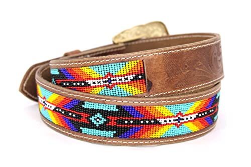 West Star Genuine Leather Beads Belt Hand Made 417 Cf M #TOP1