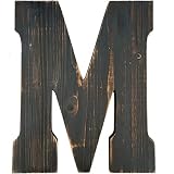 ABELOTS Big Letter Wall Art for Living Room, Bathroom, Bedroom, and Home Decor, Rustic Farmhouse Lettering for Family Last Names, Large Decorative Wood, 14” x 11.73” (Big M)