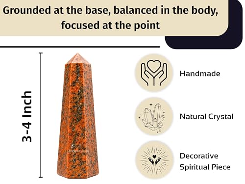 Image of Crystal Heaven Certified Unakite Tower Obelisk Point For Chakra,Healing And Balancing-Aaa Grade Original Certified Gemstone Agate For Reiki Meditation Yoga Spiritual(3-4 Inches)
