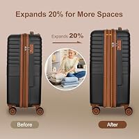 Romswi 3-Piece Set Expandable Luggage Set 20/24/28 Inch, PC+ABS Hardshell Suitcases with YKK, Durable Lightweight Suitcase Set with TSA Lock & Dual Spinner Wheels, Black — image 4
