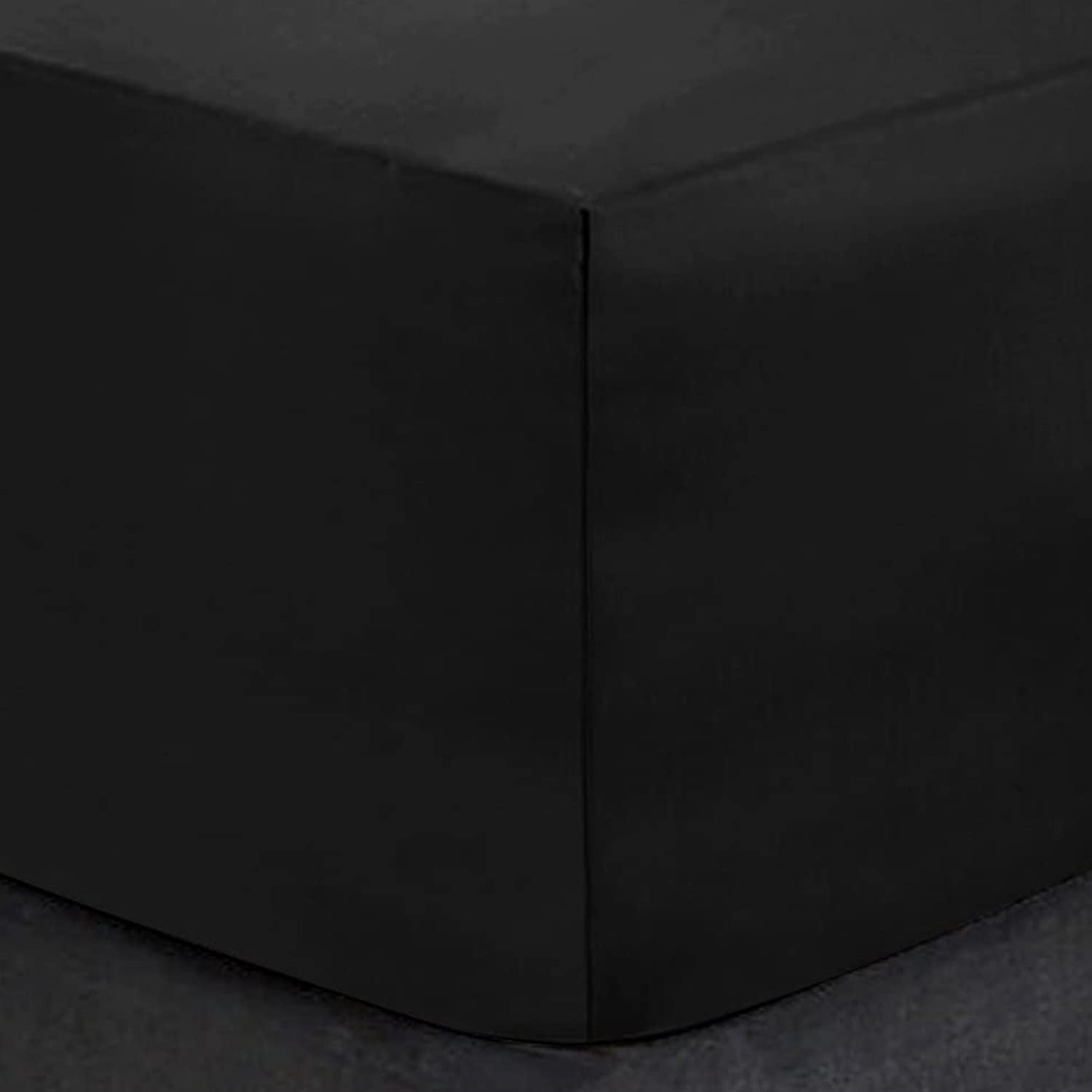 Extra Deep Fitted Sheets 16"/40CM Deep Bedsheets, Double - Black