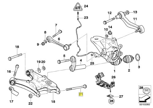 Tornillo de suspensión BMW M16x1.5 para solucionar holguras y ruidos en el eje 2