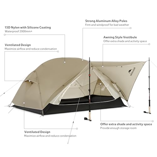 Image of Naturehike Mongar Upgraded 1 /2 /3 Person Backpacking Tent,Waterproof Lightweight Camping Tent with Footprint
