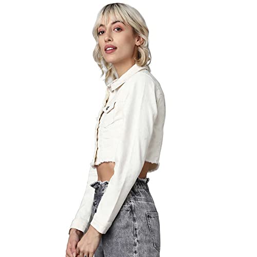 Image of ONLY Women Black Solid Cropped Denim Jacket
