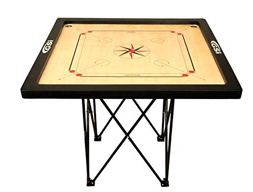 Image of GSi Superior Matte Finish Practice Carrom Board for Serious Professional Practice with Coins Striker and Boric Powder, Beige (x-Large 33 Inch 8mm)