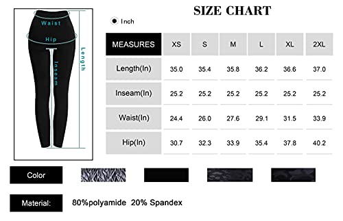 Wjustforu Women's Leggings High Waist Tummy Control Yoga Pants With Pockets Non See-Through Workout Running Pants (Large, Black Leopard) #TOP5