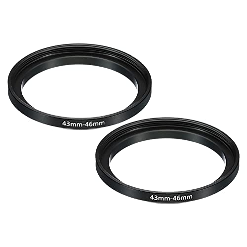 Image of PATIKIL 43mm-46mm Metal Step Up Ring, 2 Pack Camera Lens Filter Adapter Ring Aluminum Filter Adapter Ring for Camera Lenses Hood, Black