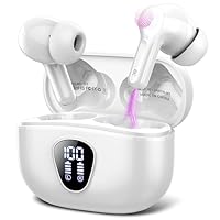 Ecouteurs Bluetooth sans Fil, Écouteurs Bluetooth 5.4 Oreillette Bluetooth Basses Immersives avec 4 ENC Mic, Casque Bluetooth sans Fil 46H avec Écran LED, Étanche IP7 Contrôle Tactile,Blanc Pur (2025)