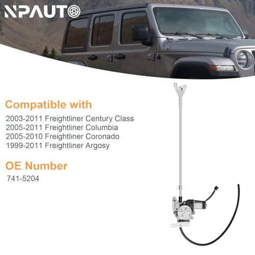 NPAUTO Front Left Driver Side Power Window Regulator with Motor Replacement for Freightliner Columbia Century Class Coronado Argosy 2003 2004 2005 2006 2007 2008 2009 2010 2011, 741-5204 - Thumbnail 3