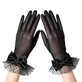 Spitzenhandschuhe Damen, Brauthandschuhe, Elegante Kurze Spitzenhandschuhe, Schwarz Kurze Lace Gloves Damen, Handschuhe Spitzen für Karnevalspartys, Hochzeiten, Abschlussball, Opern-Kostümaccessoires