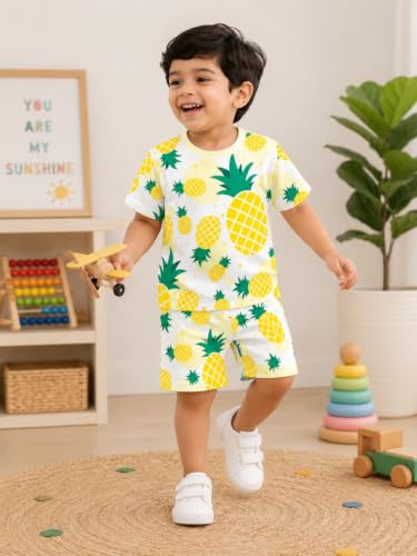 Image of THIIYA KIDS Boys Cotton Co-Ord Set | Printed T-Shirt & Shorts | Soft Comfortable Summer Wear for Kids
