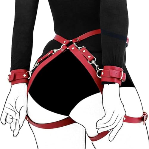 AJOHBM Punk pour femmes Se PU Ensemble réglable Mécanisme Porte-jarretelles-D15Y11Z