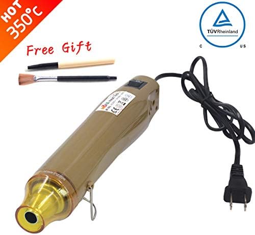 New Heat Gun,mofa Hot Air Gun Tools Shrink Gun with Stand For DIY Embossing And Drying Paint Multi-Purpose Electric Heating Nozzle 300W 110V (Golden,Yellow)