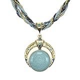RIXERKOC Collar Retro Vintage para Mujer, Collar Bohemio de Turquesa Collar con Colgante de Strass Bisutería Regalos para el Día de la Madre San Valentín (Azul)
