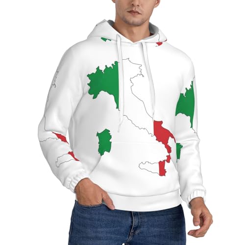 Sweat à capuche homme drapeau Italie - Idée cadeau pull manches longues