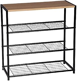 3 Tiers Wooden Shoe Rack Metal Shoe Benches for Hallway,Shoes Storage Organizer SR0087