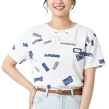 半袖Tシャツ レディース 夏 【着心地やわらか 凹凸花柄加工】 トップス 大人カジュアル 総柄 吸汗 カットソー 普段着 幾何学 おしゃれ ブルー M